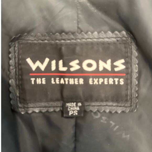 Wilsons The Leather Experts Woman’s Long Black Leather Trench Coat Size PS - Picture 3 of 15